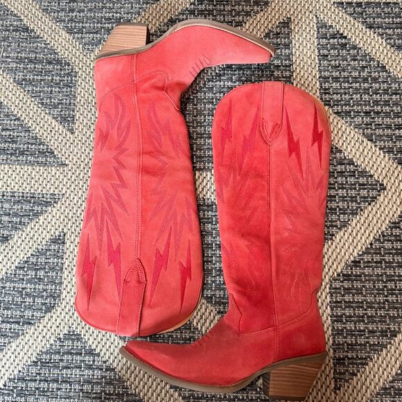 Dingo Thunder Road Red Tall Leather Western Boot Womens Size 7.5M - Picture 2 of 8